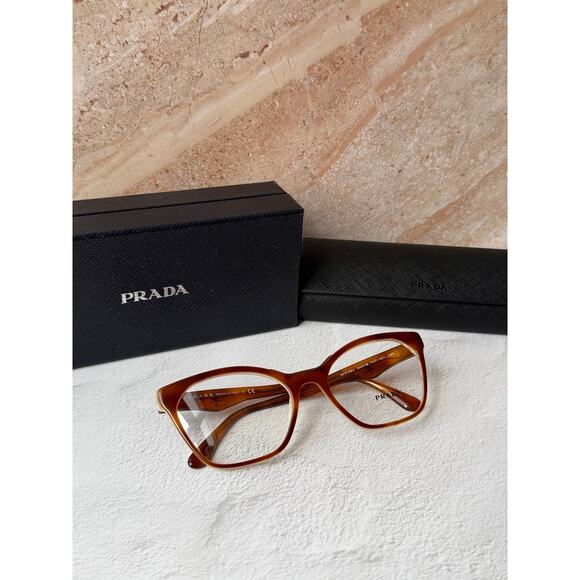 NEW Prada PR09U Eyeglasses Frames in Brown Cat Eye